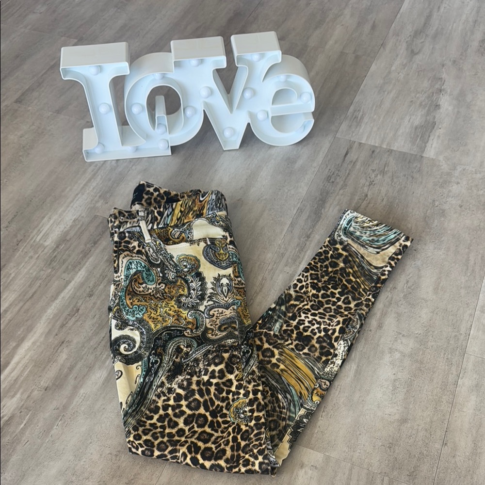 Marciano Luxe Denim Leopard and Paisley Print Pants